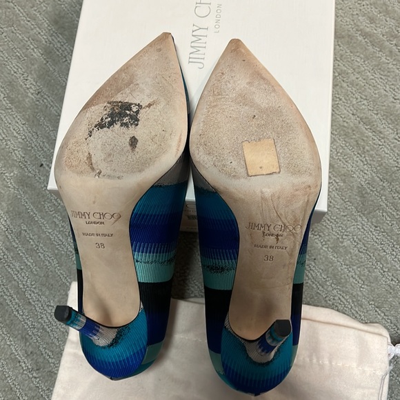 Jimmy Choo size 38 blue stripe pumps - Picture 3 of 5